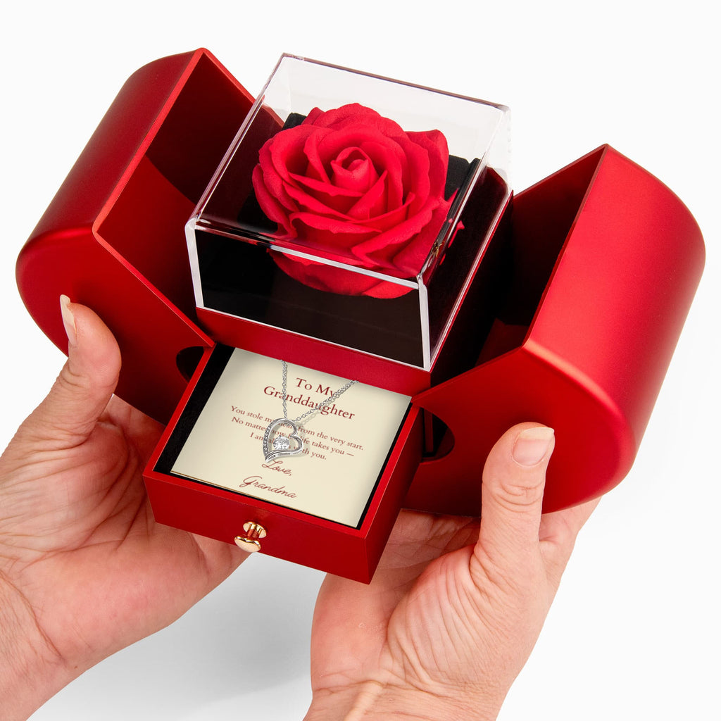 Forever Love Necklace - Red Heart Rose Box