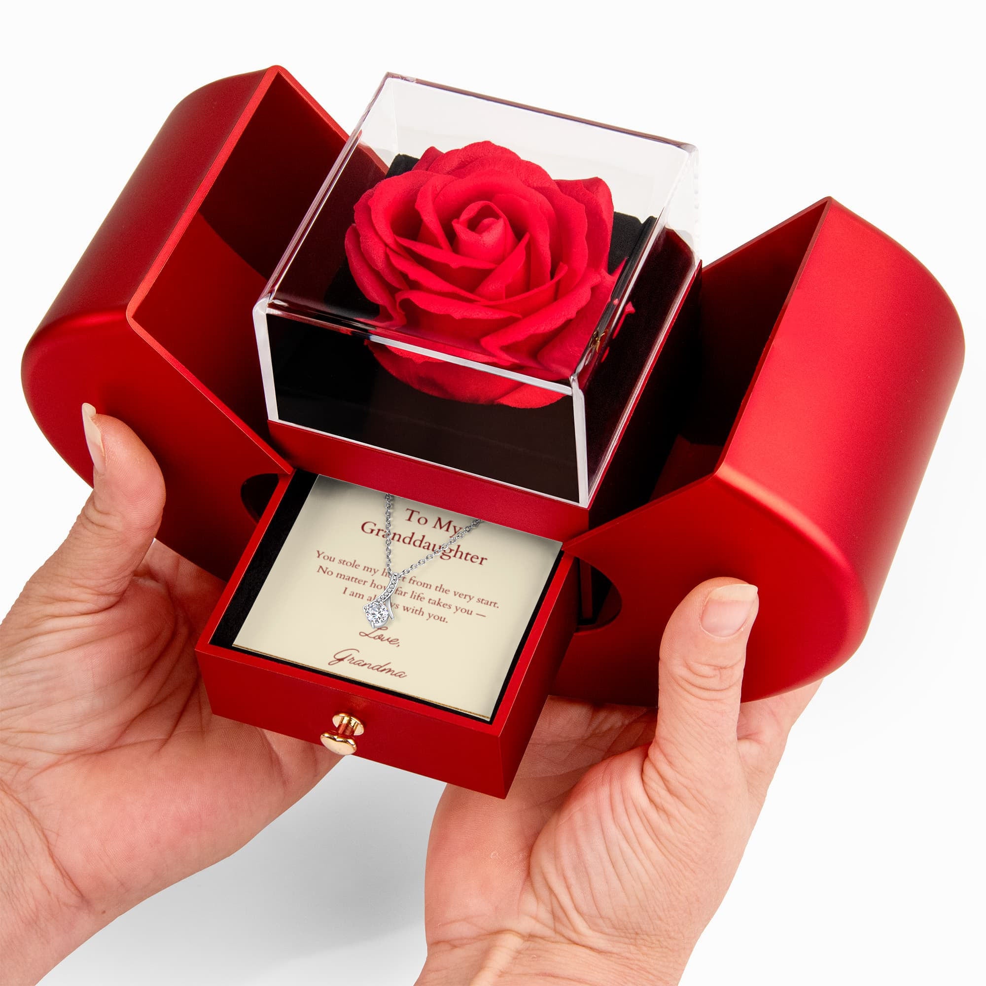 Alluring Beauty Necklace - Red Heart Rose Box