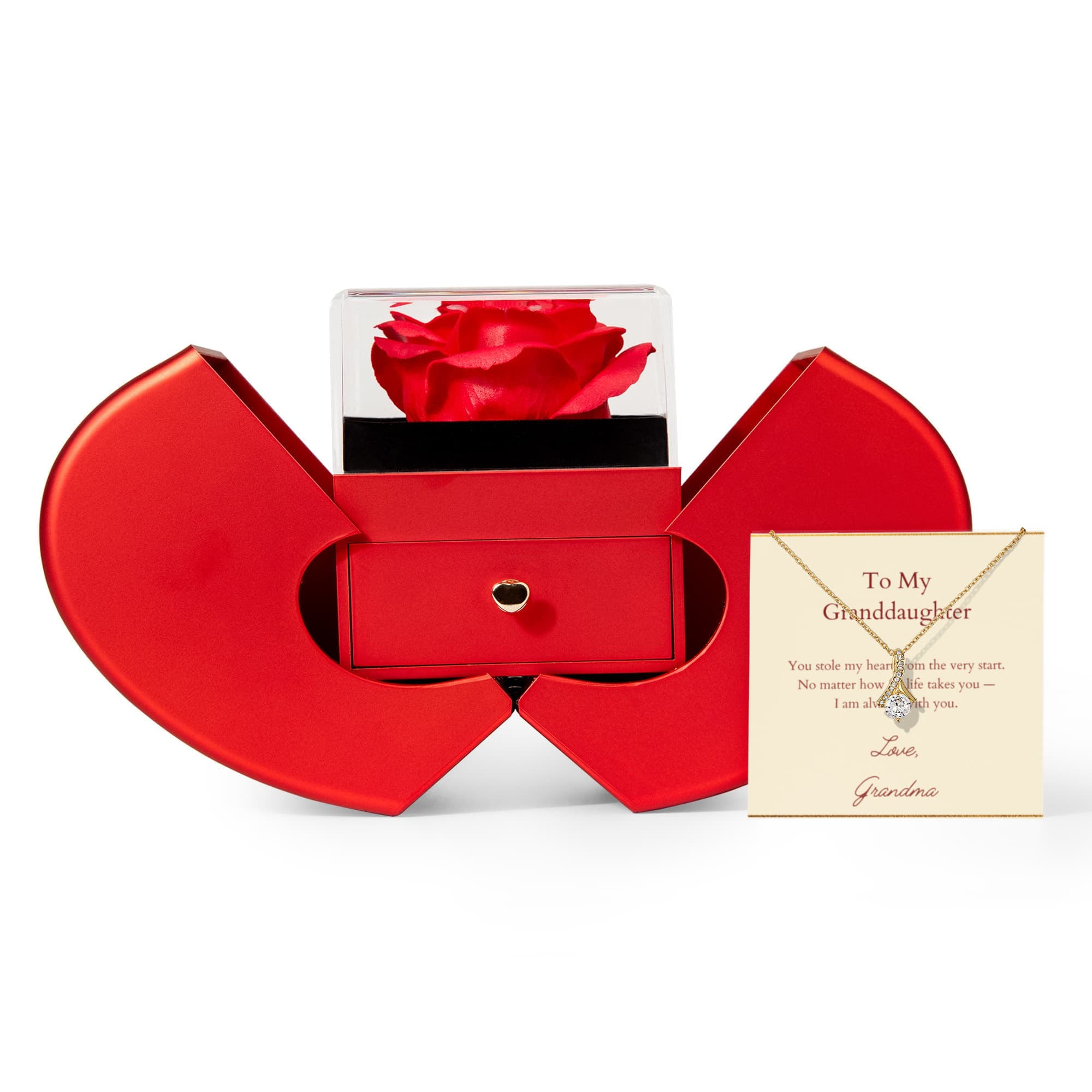 Alluring Beauty Necklace - Red Heart Rose Box