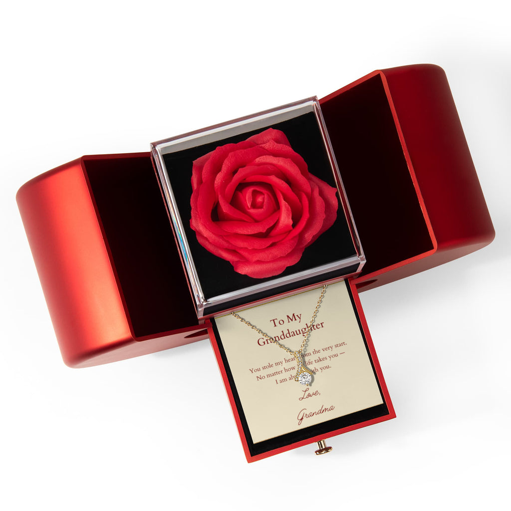 Alluring Beauty Necklace - Red Heart Rose Box